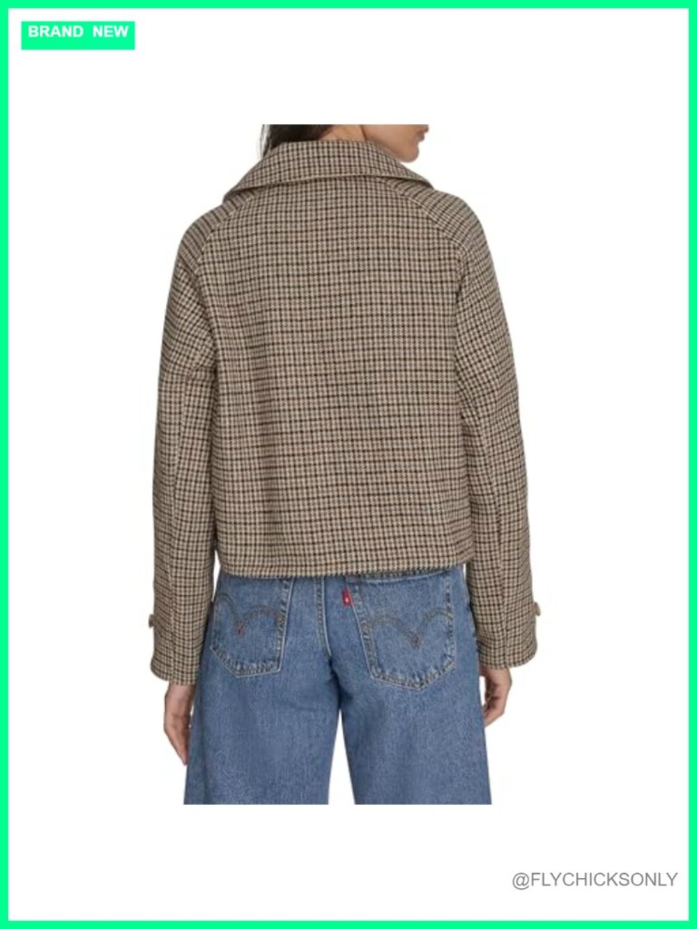 Reversible Trench Jacket Cotton Polyester Cropped Button Front - Picture 2 of 5